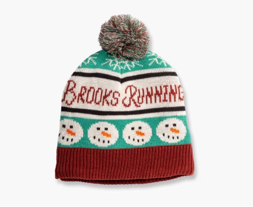 New ~ BROOKS RUNNING ~ Run Merry Pom Beanie